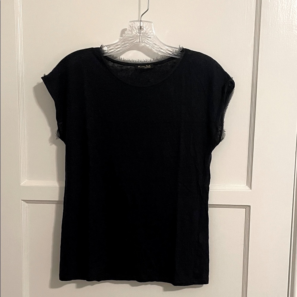 Massimo Dutti Linen Navy Blue Top
